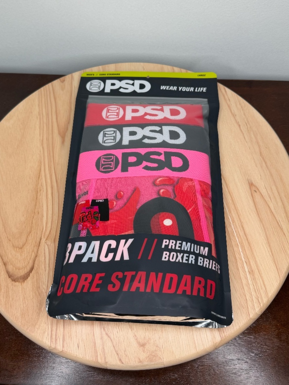 PSD 3 Pack Core Standard Premium Boxer Briefs Shorts Bubble Gum Pink Men's NEW